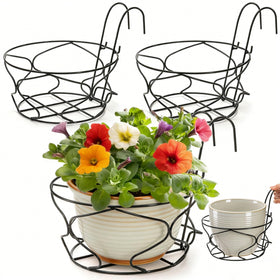 Noamus 3-pack 10-inch hanging planter top-dimension for space-saving balcony gardening.