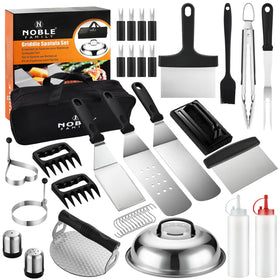 Noble Family flat-top grill accessories set in packaging for outdoor use
