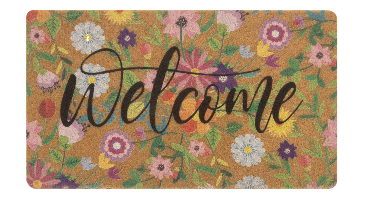 NociHah spring welcome door mat floral coir for outdoor entry, dust-trapping and durable all-season use.
