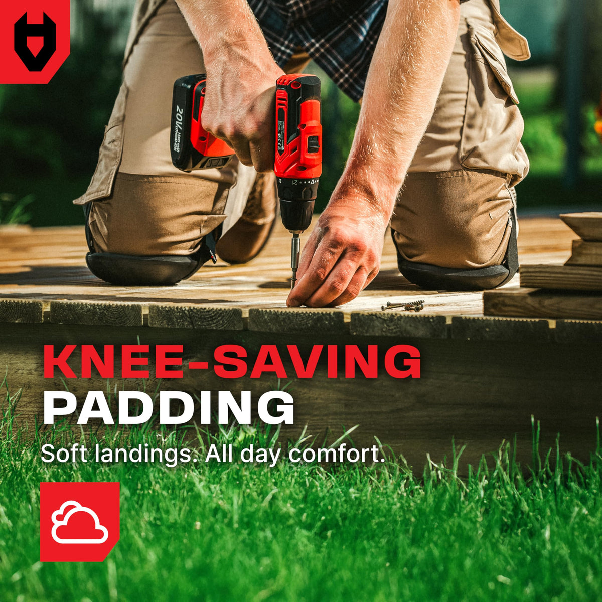NoCry one-size-fits-all design fits teens to seniors for kneeling comfort.