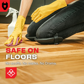 NoCry knee pads are easy to put on and remove with hook-and-loop closures.