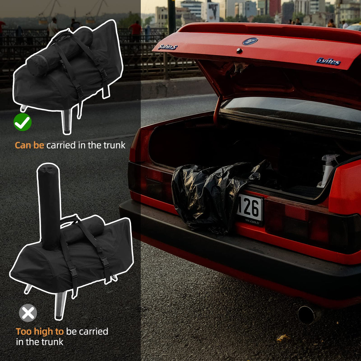 NOELIFE waterproof sealed seams protect the Ooni Karu in wet weather