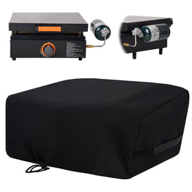 NOELIFE grill cover on Blackstone 17-inch table grill with hood for full protection.
