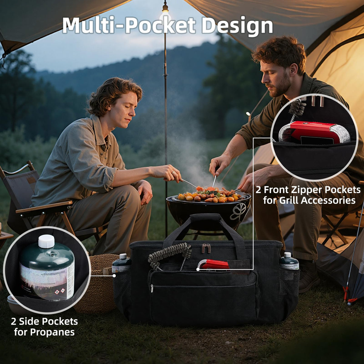 NOELIFE Weber Q1200 bag stands on its own for easy loading