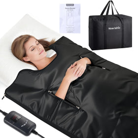 Noerishia portable sauna blanket in use for full-body warmth and relaxation at home.