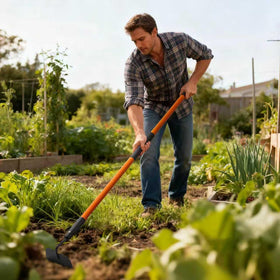 Nohovu garden hoe head is double-riveted for secure use.