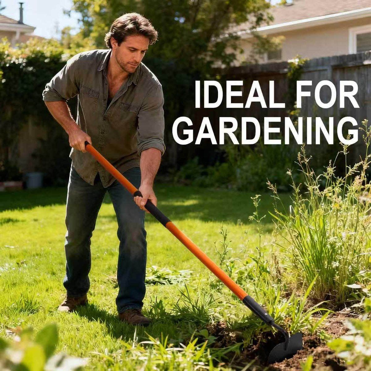 Nohovu garden hoe fiberglass long handle for strong leverage.