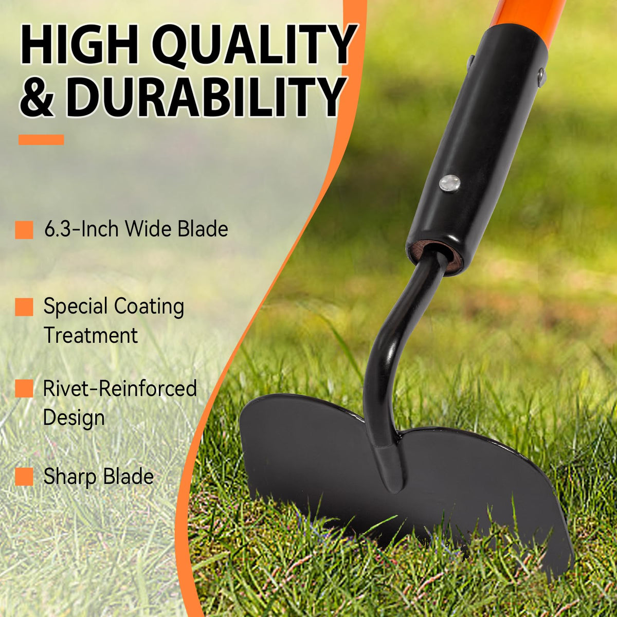 Nohovu garden hoe blade honed for sharp cutting through roots.