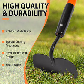 Nohovu garden hoe blade honed for sharp cutting through roots.