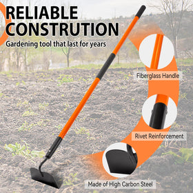 Nohovu garden hoe integrated handle offers solid balance during tasks.