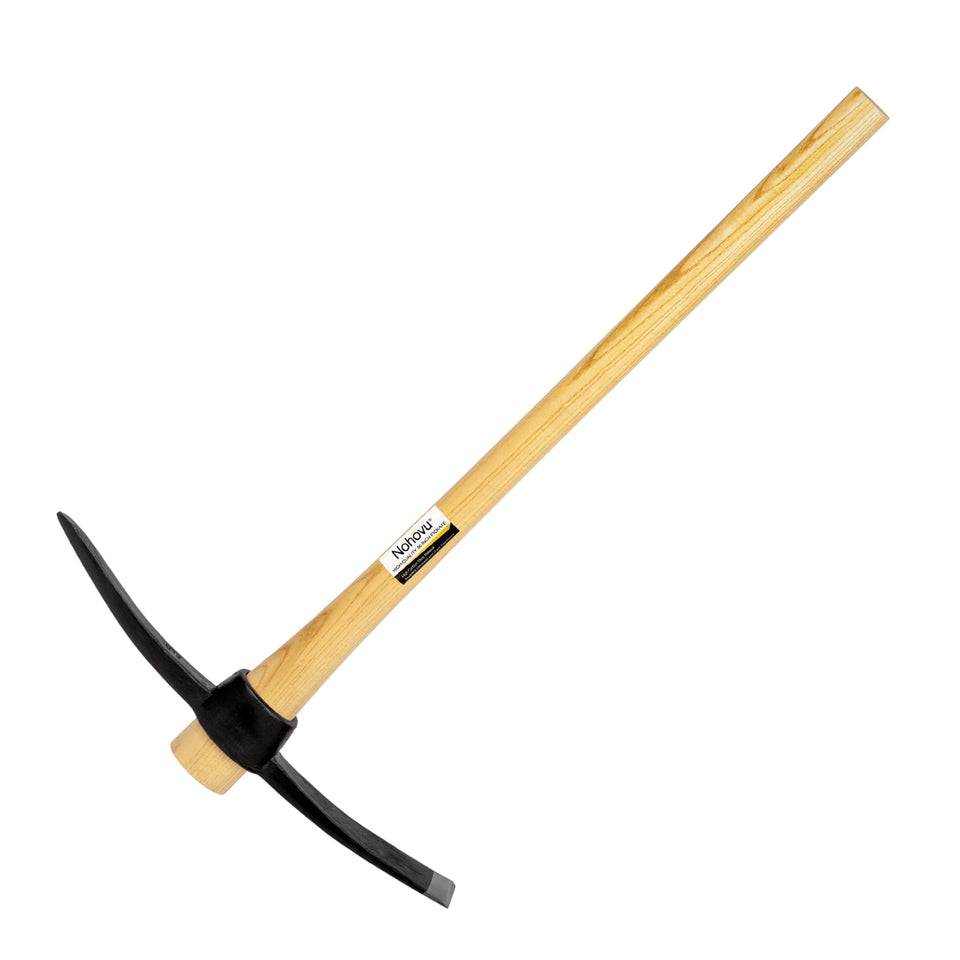 Nohovu pickaxe with wood handle 36in offers steady leverage for digging.