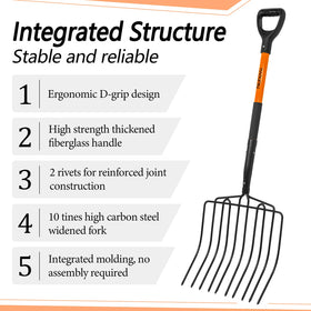 Nohovu pitchfork 45-inch length for extended reach and reduced bending.