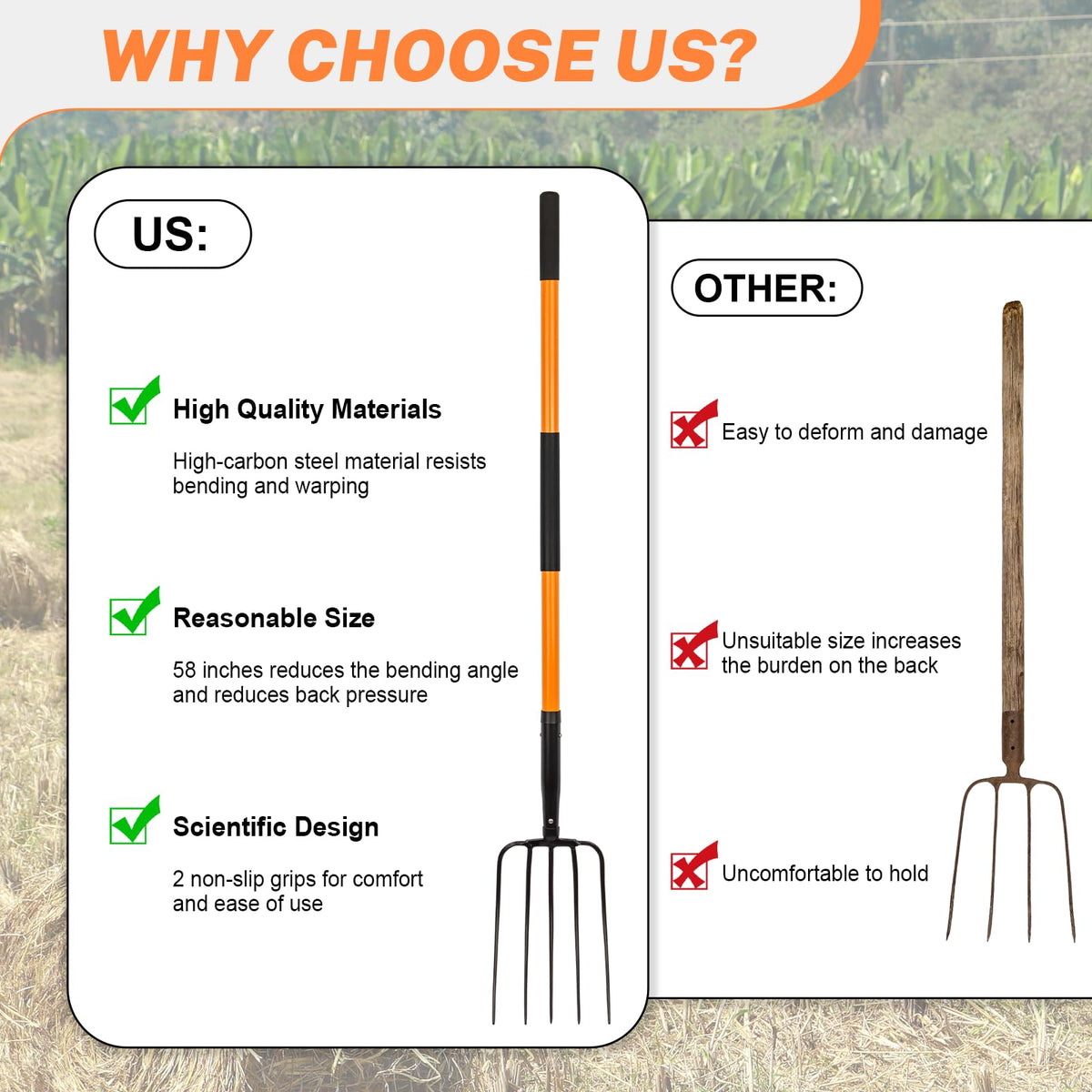 Nohovu grip focus on non-slip handles during gardening tasks.