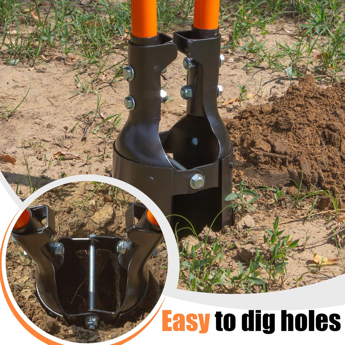 nohovu post hole digger fiberglass handle provides durability and grip