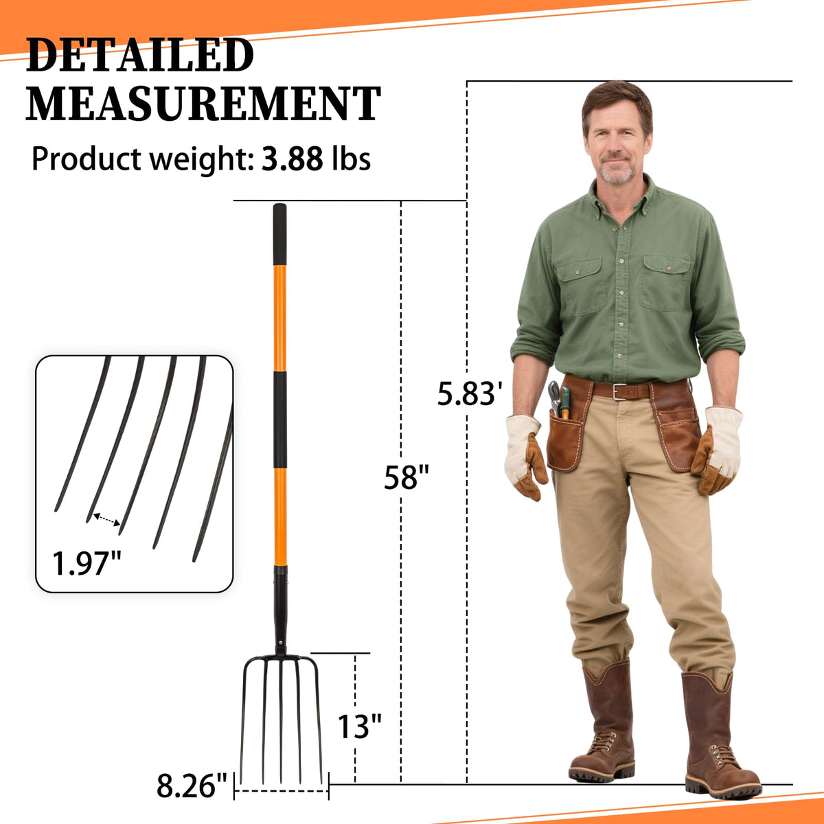 Nohovu professional gardening tool pitchfork ready for yard work.