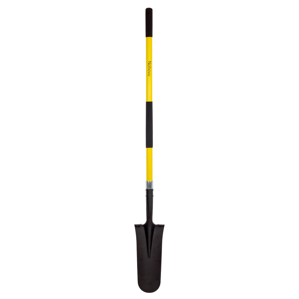 Nohovu Shovel digging with 58-inch reach for trenching and planting.