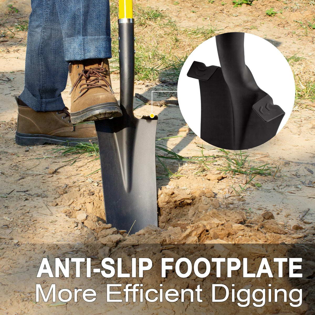 Nohovu Shovel narrow-blade design ideal for trenching and transplanting.
