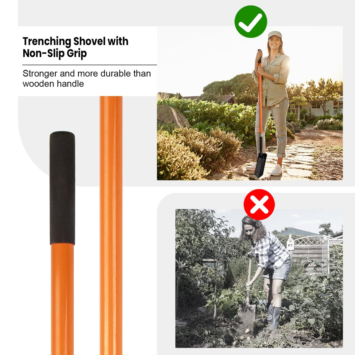 Nohovu trench shovel narrow blade ideal for tight spaces and precision digging.