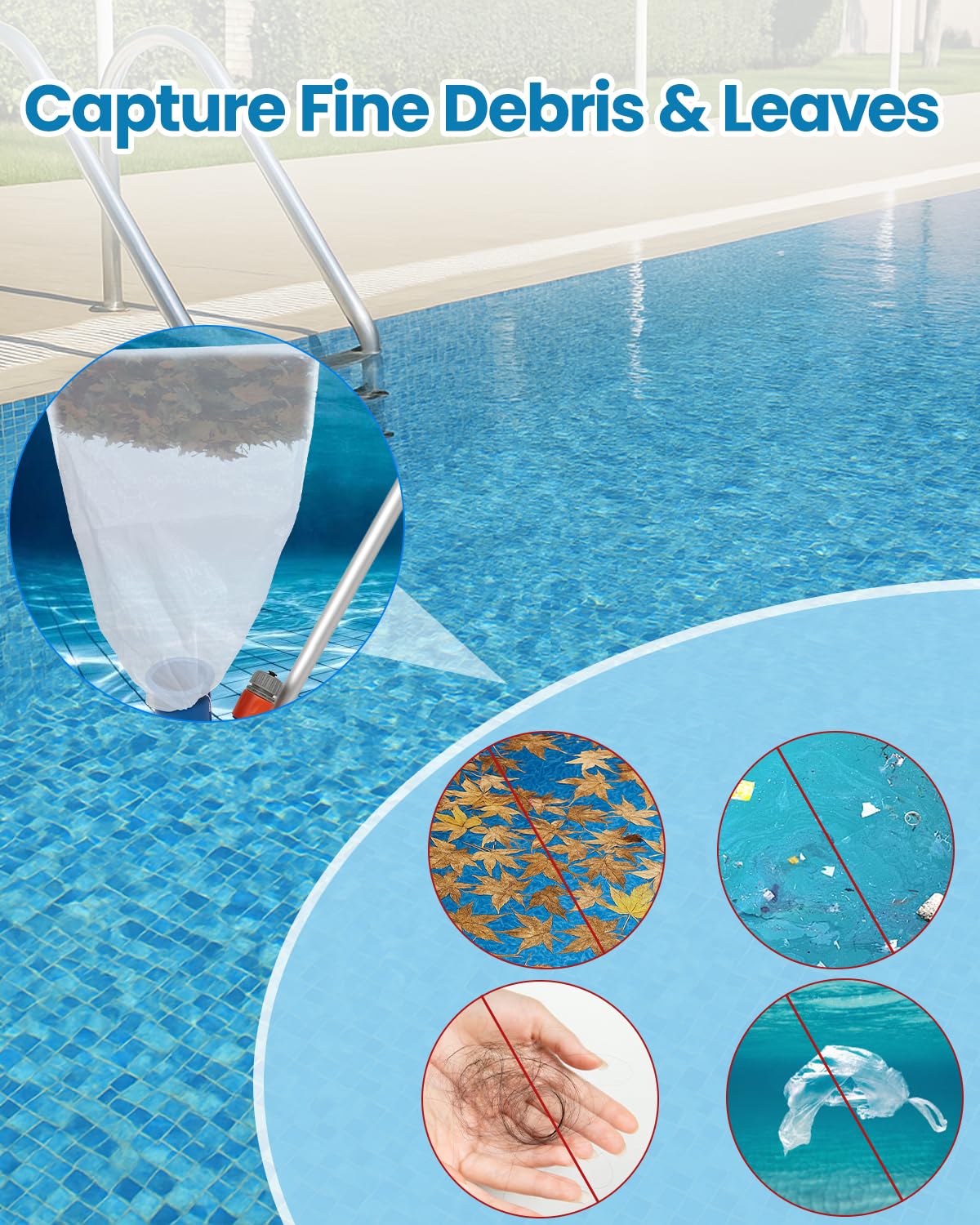 NOKOGMT fine-mesh-filter traps sand and hair for cleaner pool water