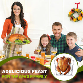 NLOYCOR non stick coating roasting rack for easy release and cleanup.