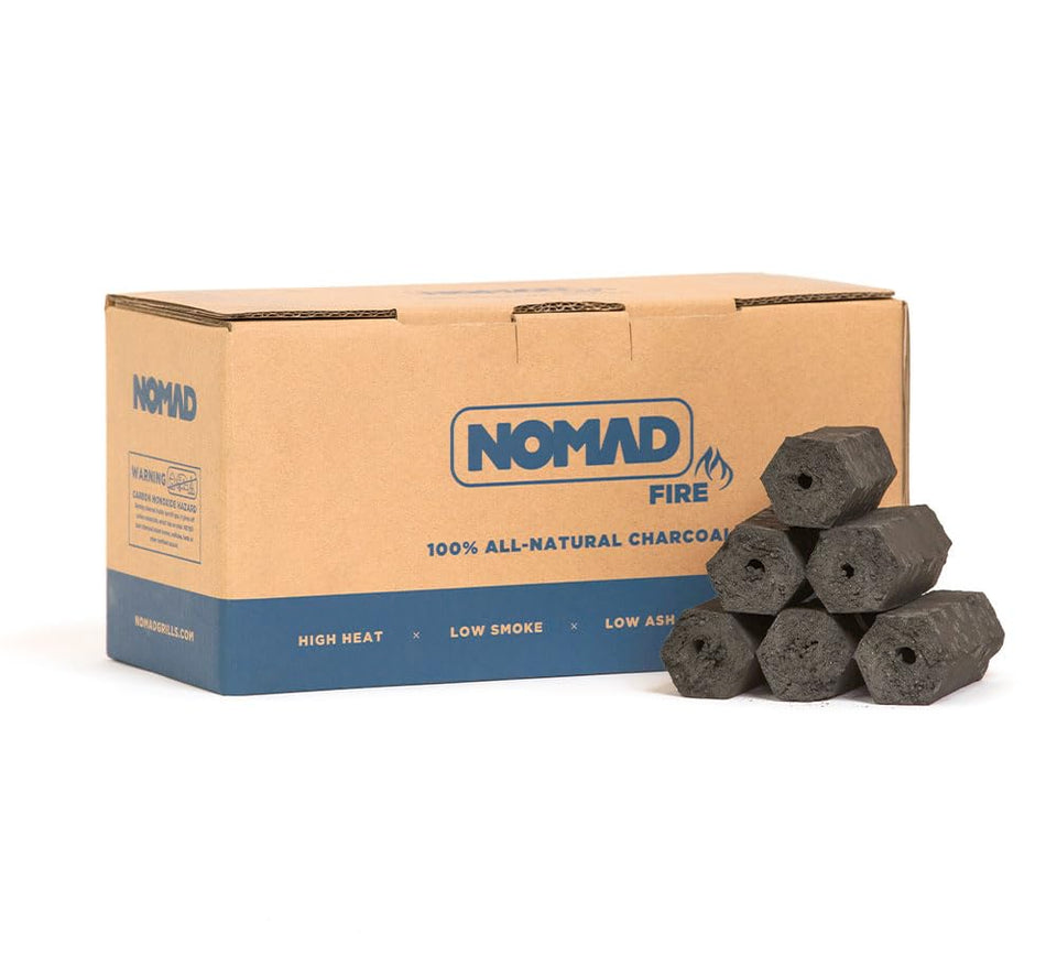 Nomad Fire charcoal bag ready for clean-burning grilling sessions