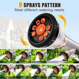 Nomisurit ergonomic rubber grip nozzle for comfortable, non-slip watering even when wet.