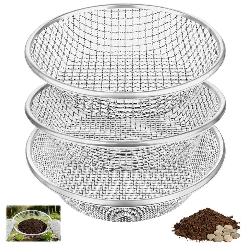 Nonley 3pcs soil sifters in a 5-gallon bucket for quick soil separation