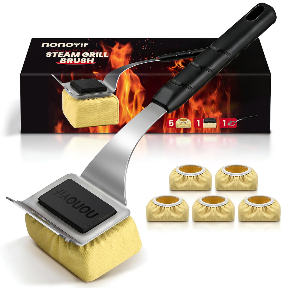 nonoYif bristle-free grill brush handle for a safer grill surface