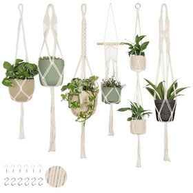 Nook Theory 6-pack cream macrame plant hangers for stylish indoor displays