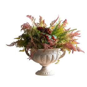 Nooneau Vintage Urn Planter with embossed pattern enhances garden decor and curb appeal