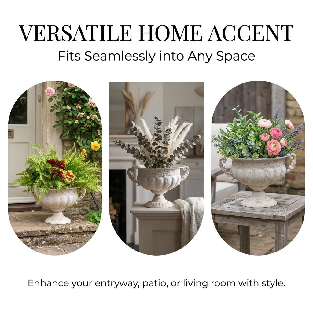 Nooneau Vintage Urn Planter's spacious opening accommodates varied plant sizes