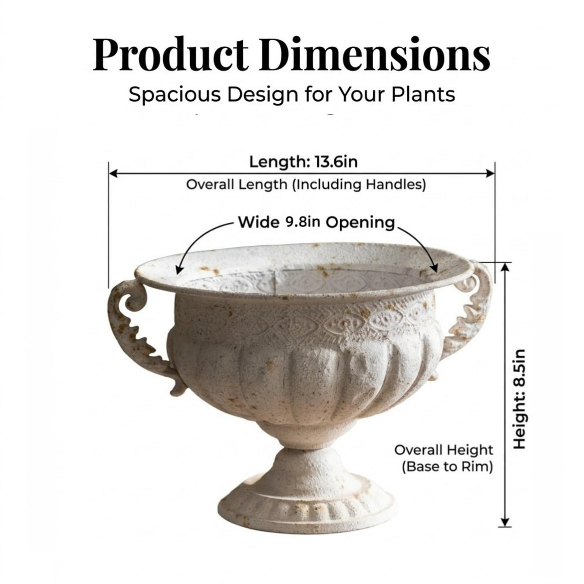 Nooneau Vintage Urn Planter with stone-look finish adds timeless charm to outdoor spaces