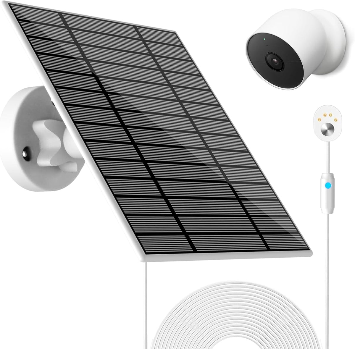 Nooukut Nest Camera solar panel front view for outdoor power solution.