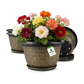 Nooulap 10-inch flower pot with drainage holes for outdoor blooms.