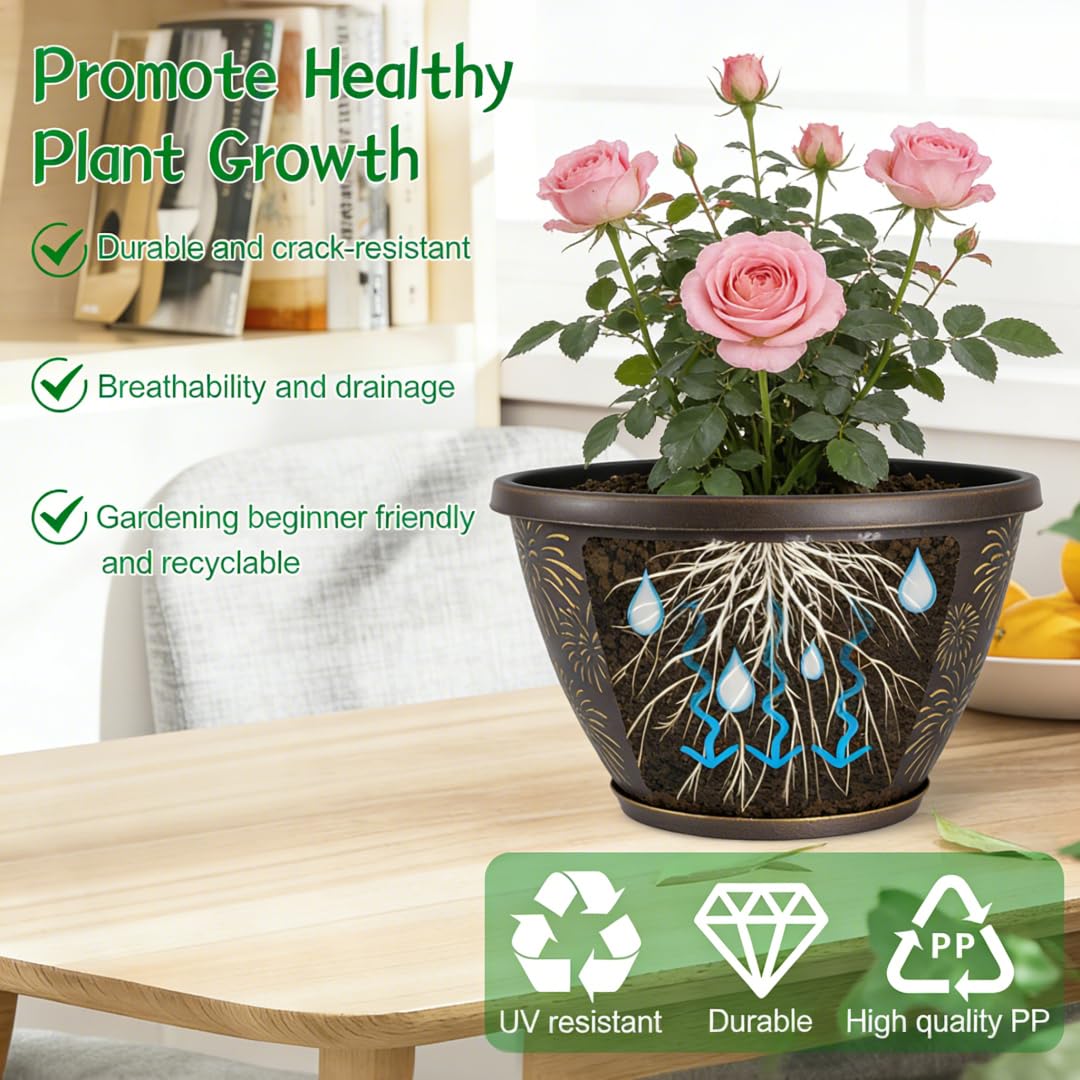 Nooulap 10-inch pot with saucer included for mess-free water management.