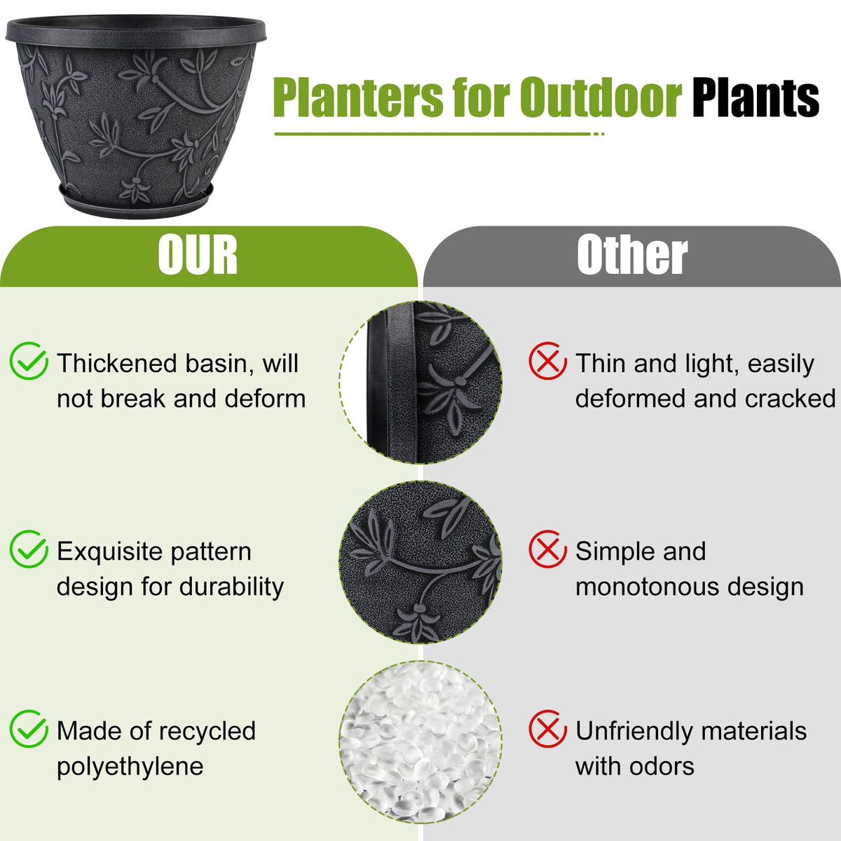 Nooulap 12inch magnolia planter fits windowsill displays.