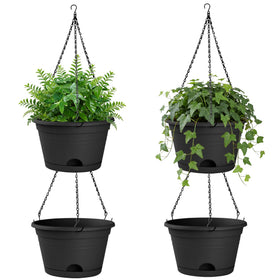 Nooulap 4-pack hanging planters 10-inch front view; space-saving outdoor décor.