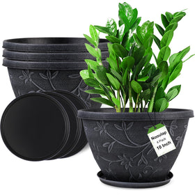 Nooulap four-pack 10-inch magnolia pot pattern for stylish indoor and outdoor decor.