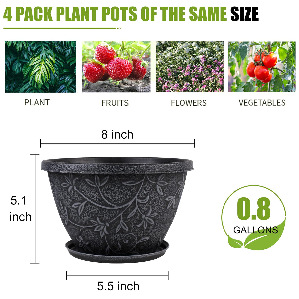 Nooulap 8-inch pot showing drainage hole and saucer for water control