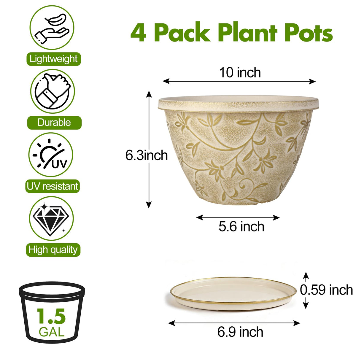 Nooulap plant pot with drainage hole supports healthy roots in indoor or outdoor setups.