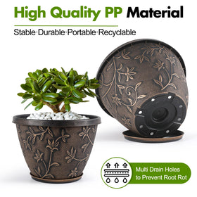 Nooulap four-trays set supports organized watering for a tidy plant display.