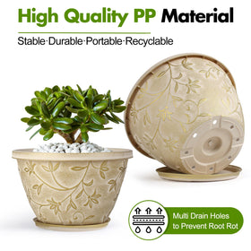 Nooulap 10 inch planter with saucer tray keeps surfaces clean and protected.