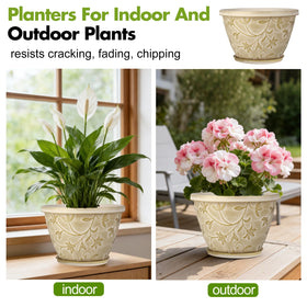 Nooulap vintage beige pot with magnolia pattern adds retro charm to any space.
