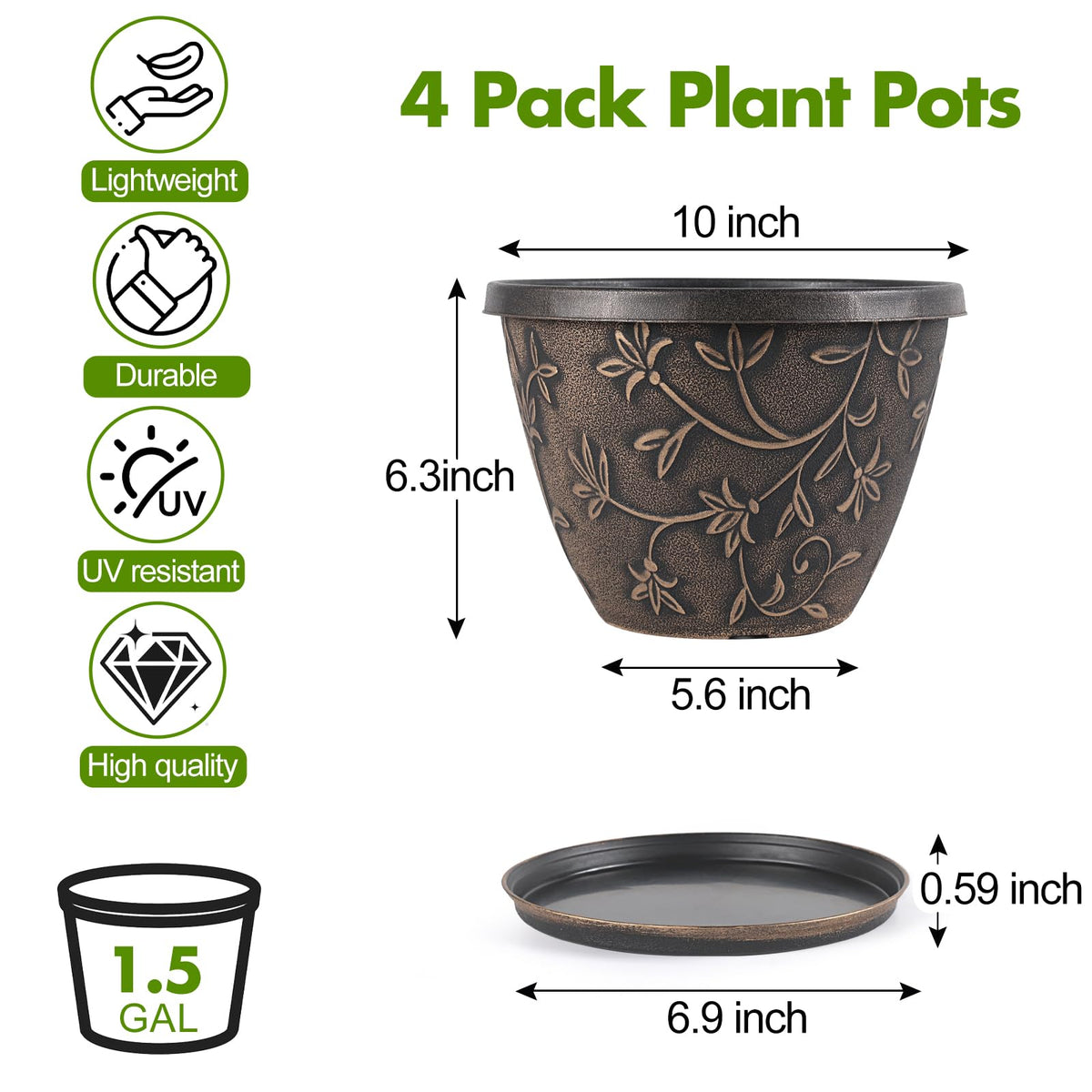 Nooulap vintage brown pot with magnolia pattern adds retro charm.