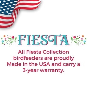 Clear view of 1.75 pound seed capacity in Fiesta Pink feeder