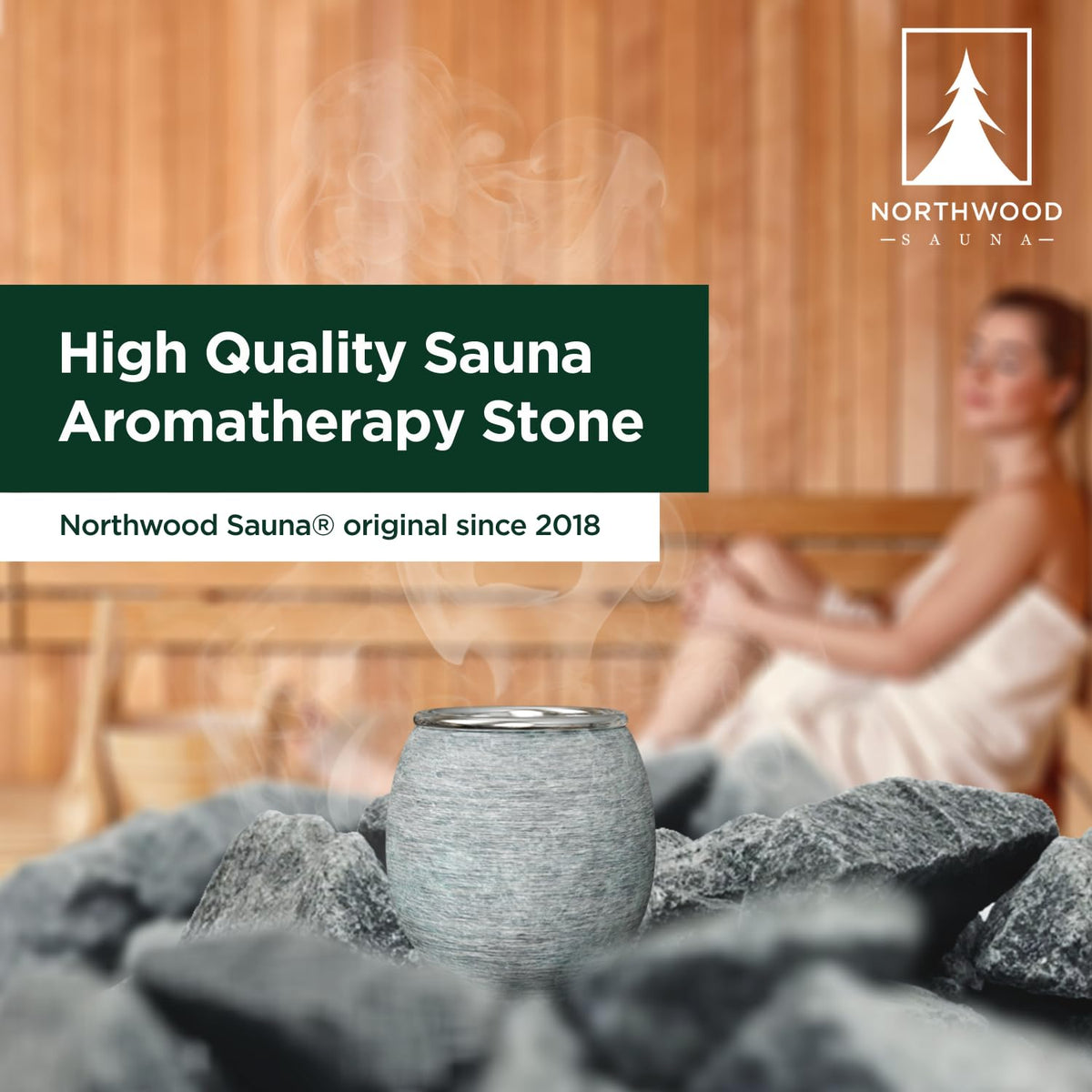 Northwood Sauna aroma stone in action inside a heater for diffusion.