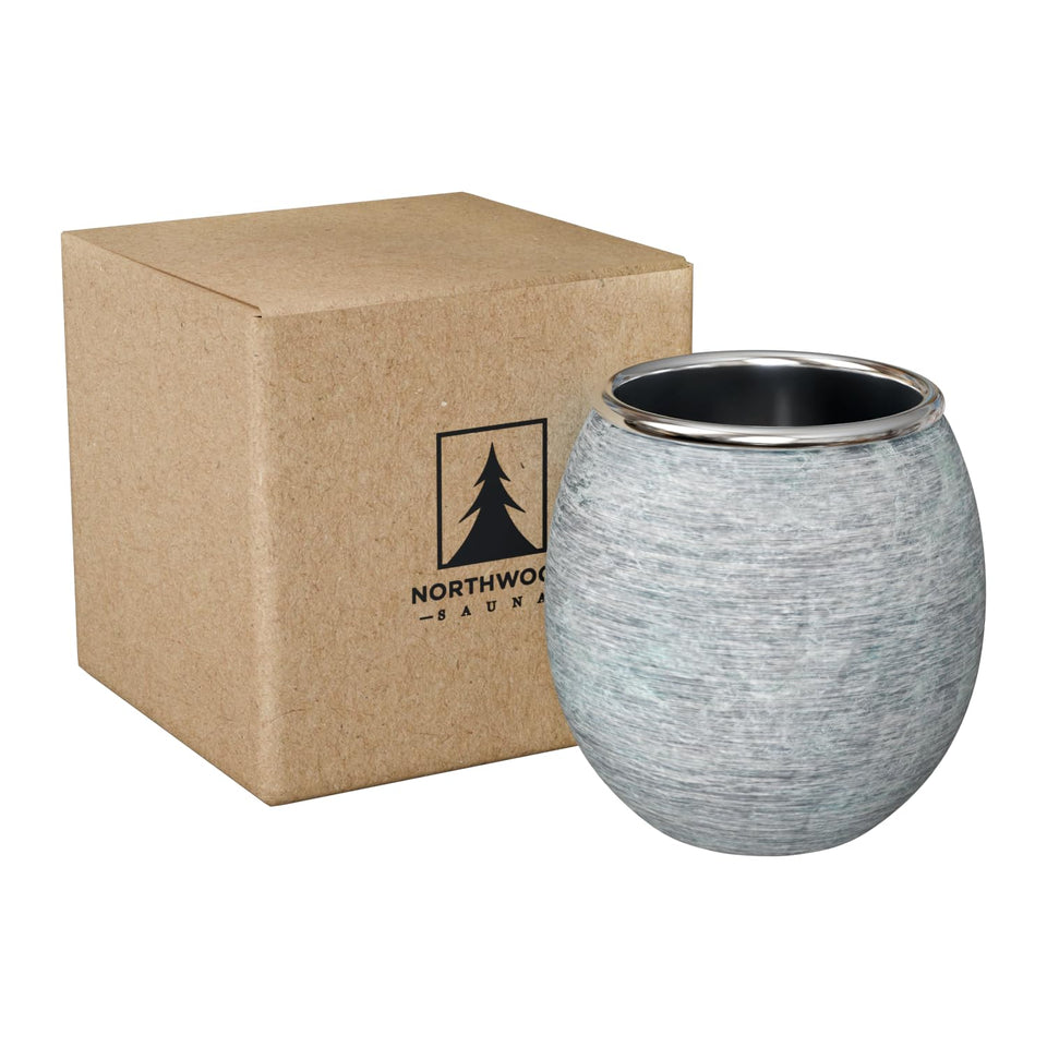 Northwood Sauna aromatherapy stone cup with natural granite rock for spa-grade fragrance.