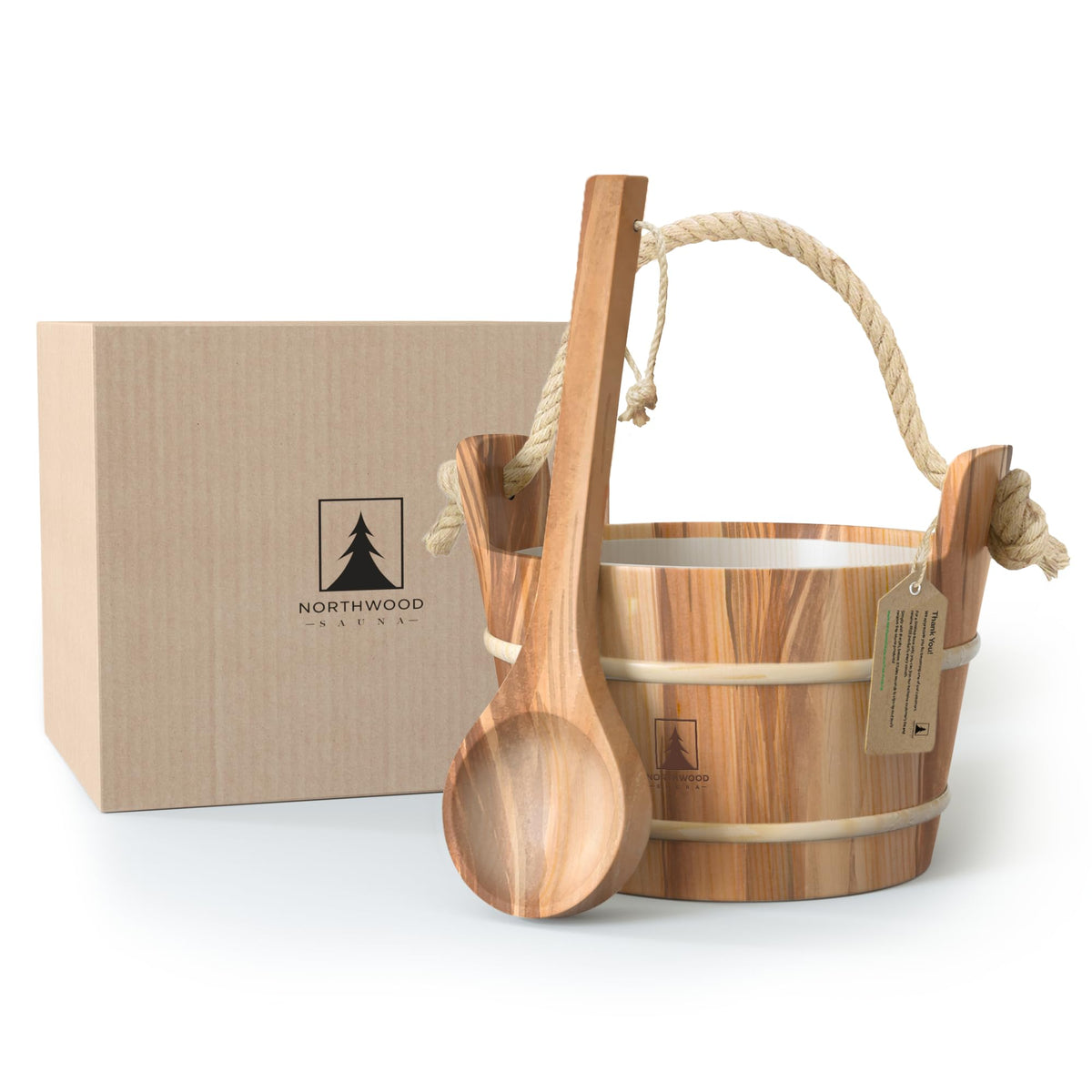 Northwood Sauna bucket with red cedar wood shows authentic aroma and durable design