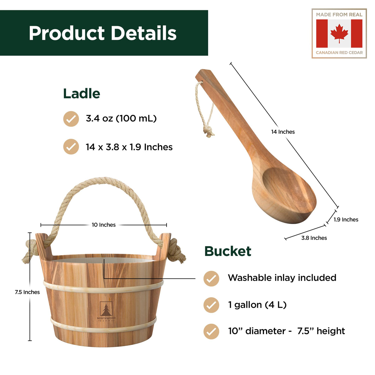 Northwood Sauna rope handle provides balanced grip for easy carrying