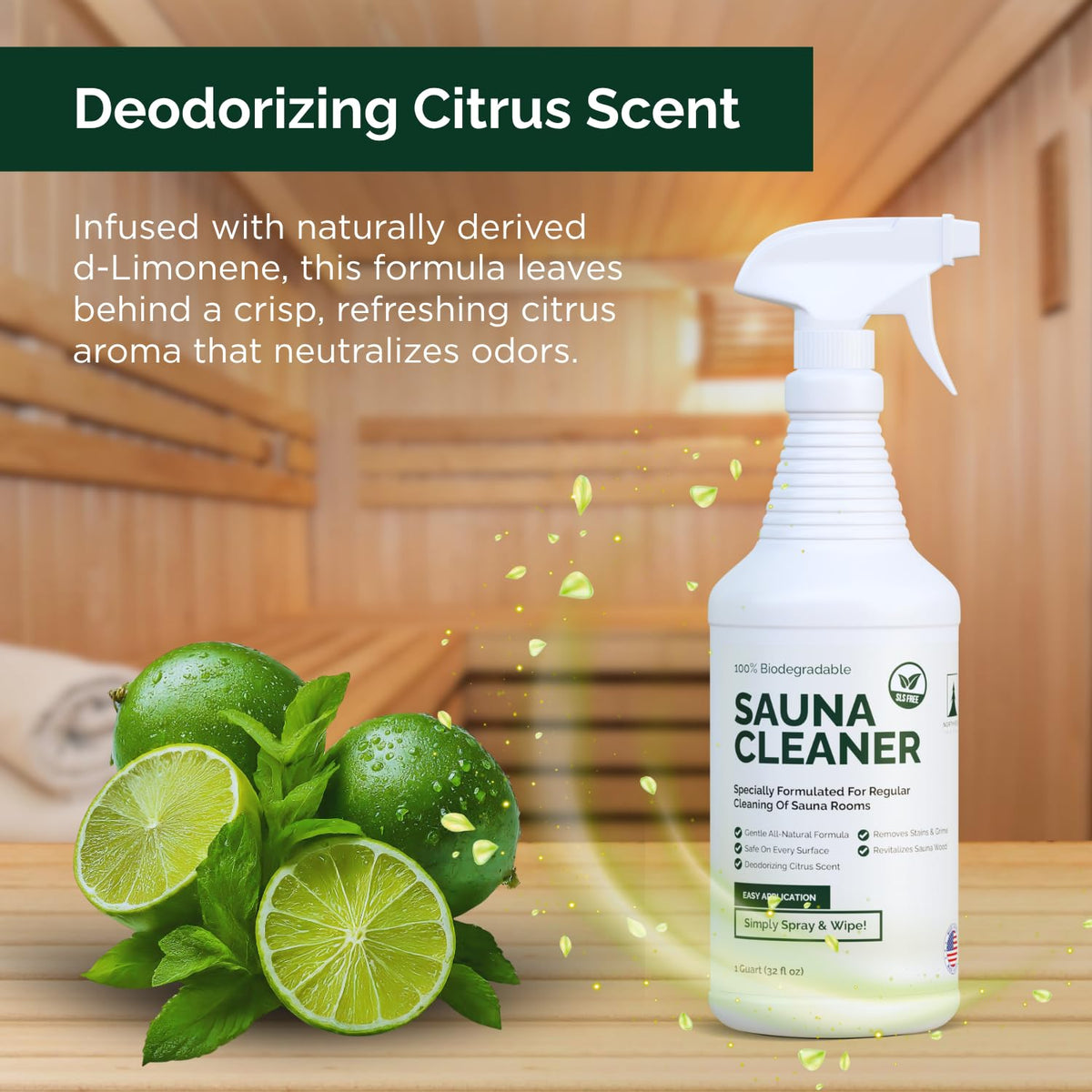 Northwood Sauna cleaner made in USA stamp communicates quality